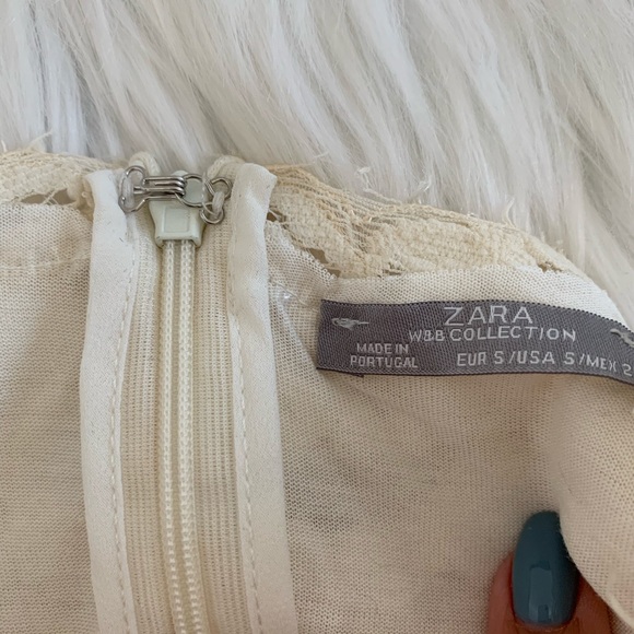 Zara Strapless Cream Lace bodycon  Dress - Picture 4 of 6
